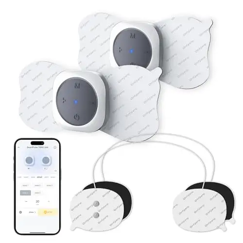 Comfytemp Appareil TENS Sans Fil, avec Deux Sets, Jusqu'à 30 Modes of Operation , Rechargeable Portable avec Contrôle APP pour le Bas du Dos, les Épaules et le Dos