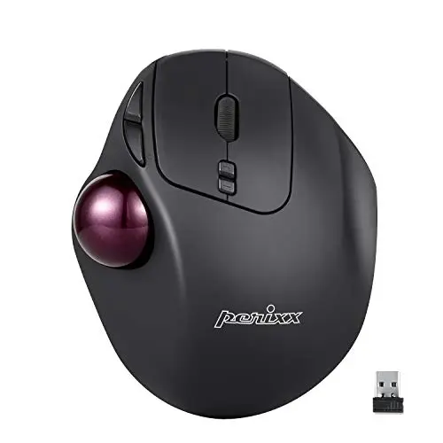 Perixx Perimice-717, Souris Trackball sans Fil Programmable - 7 Boutons dont 5 Boutons Programmable - 2 Niveaux de DPI 400/1000 - Ergonomique