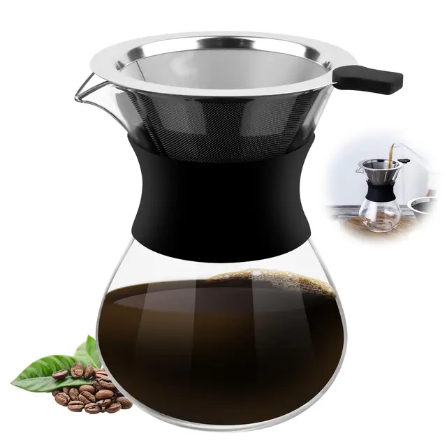 Tasse Verseuse Cafetière, 400ml Verser Over Cafetière, Cafetière Manuelle avec Filtre, Versez Sur une Cafetière, Filtre à Café Tasse Verseuse Cafetière, Cafetière Goutte à Goutte Pour Maison Bureau