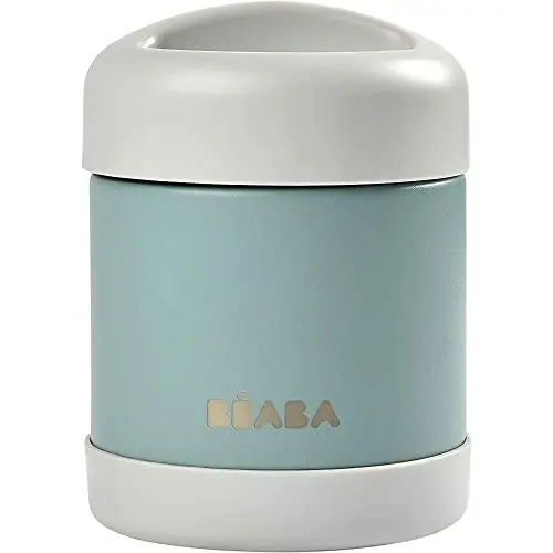 BÉABA, Portion de Conservation Repas Bébé/Enfant, Inox, Isotherme, Conserve Chaud/Froid Aliments, Double parois, 100% hermétique, 300 mL, Light mist/Eucalyptus green