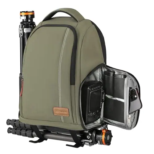 TARION TB-02 Sac a Dos Photo Ordinateur Sac Appareil Photo Compact pour Appareil Photo avec Laptop 15" Résistant aux Intempéries avec Housse de Pluie (vert)
