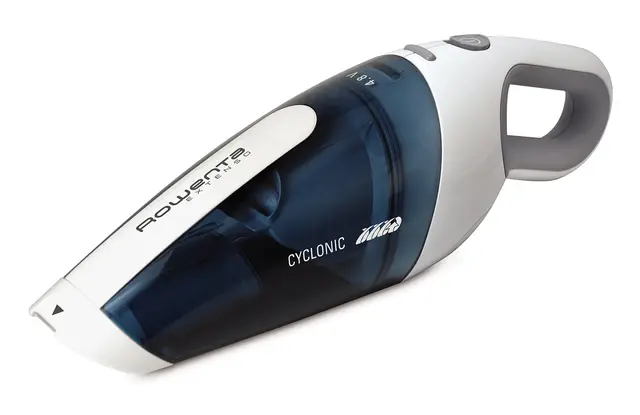 Rowenta Extenso Aspirateur à main 4,8 V Autonomie 11 minutes Capacité bac à poussière 0,375 ml Bien accessoirisé AC446101, Bleu Translucide / Blanc