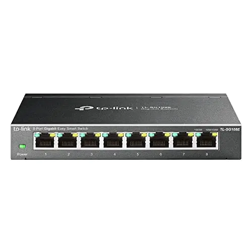 TP-Link TL-SG108E Switch Ethernet 8 Ports Gigabit Hub RJ45, Switch Manageable, Idéal Partage de Connexion et Mise en réseau pour Les Petites Entreprises et Les Bureaux domestiques