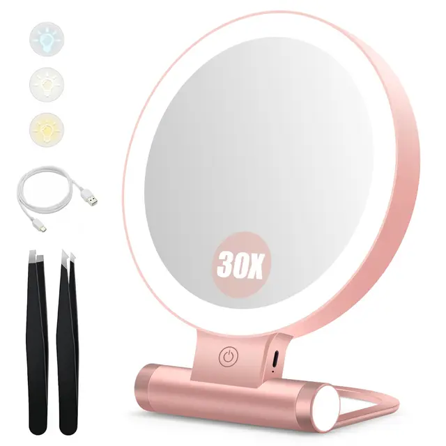 B Beauty Planet Miroir Maquillage Grossissant 30X/1X Double Face LED