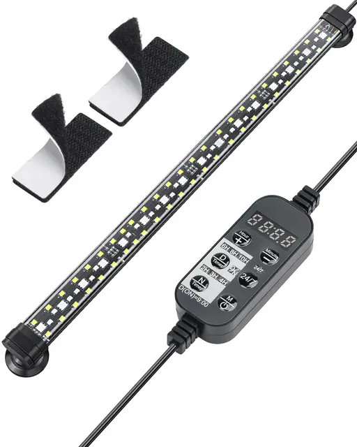 Pawfly 40 cm LED Lampe Aquarium Lampe d'aquarium submersible avec minuterie marche/arrêt automatique, éclairage RGB LED bleu et blanc changeant de couleur pour aquariums