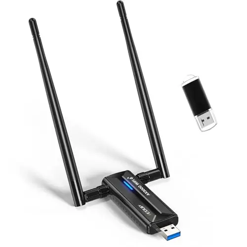EDUP Clé WiFi AX3000M Adaptateur USB WLAN pc Haute Portée Tri-bande 6 ghz Antenne Compatible Windows 11/10 64 bits + Pilote