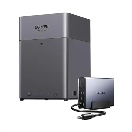 UGREEN NASync DH4300 Plus 4-Bay NAS + 120W UPS, 8GB RAM, 2.5GbE LAN, NFC One-Touch, AI Family/Baby Album, Home/Office Personal Cloud |12000mAh Surge Protection（Diskless）