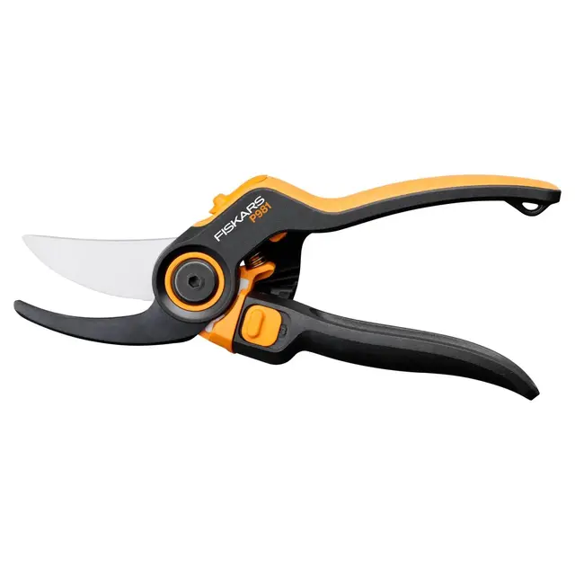 Fiskars X-Series DualAction Sécateur Bypass P981, Mode 2-en-1 pour Branches Fines et Épaisses, Poignée Roulante Ergonomique, Lames en Acier Antiadhésives/Poignées FiberComp, Noir/Orange, 1080132