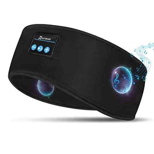 Flintronic Casque de Sommeil, Bandeau Bluetooth, Anti Bruit Sommeil Bandeau Bluetooth, pour Sport, Voyage, Dormeurs Latéraux(Noir)