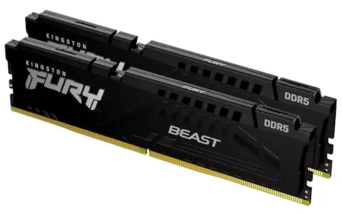 Kingston FURY Beast Noir DDR5 16Go (2x8Go) 6000MT/s CL36 DIMM Mémoire pour PC de Gamer Kit de 2 AMD EXPO et Intel XMP - KF560C36BBEK2-16