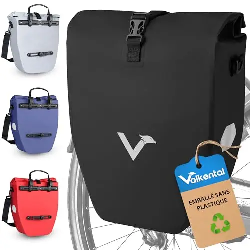 Valkental - Grand Sac étanche pour Porte-Bagages - Sacoche de vélo pour Porte-Bagages avec Grands réflecteurs [verrouillable] Fixation Ultra-résistante - Plusieurs Fois primé - Conçu pour Durer