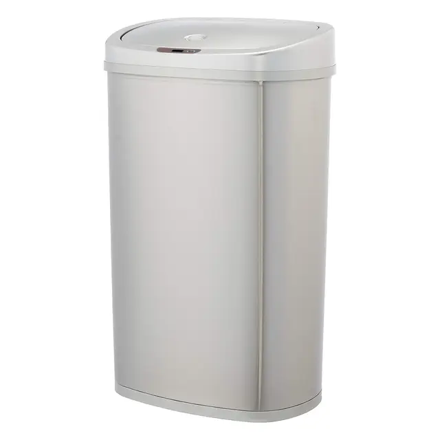 Amazon Basics Poubelle automatique en acier inoxydable - Rectangulaire, 50 litres, Argenté