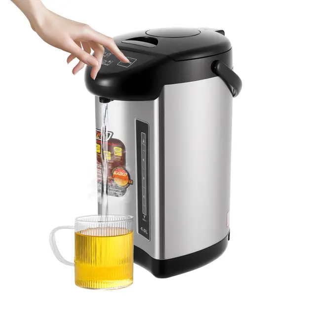 Distributeur d'eau chaude, 4 l, 750 W, en acier inoxydable, avec 3 méthodes de sortie, protection contre la surchauffe, thermostat pour bureaux, hôtels et appartements
