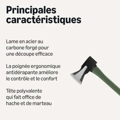 Amazon Basics Hache à Fendre pour Couper du Bois, 35.4 × 6.5 × 2.1 inches (L × L × H), Olive, Noir, Lot de 1