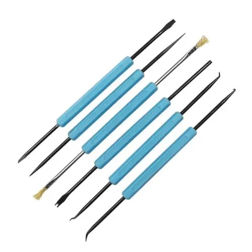 IKOPFLN 6 Pièces Outil de Réparation D'aide à la Soudure à Double Tête Réparation de Carte de Circuit Imprimé Ensemble D'outils D'assistance Auxiliaire de Nettoyage pour Composants électroniques