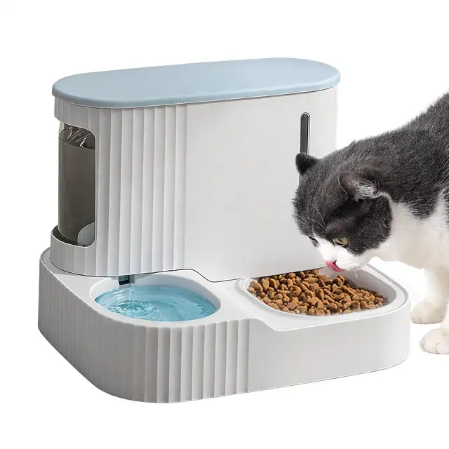 Katzenfutterautomat 30.8x25.8x22.1cm - 2 in 1 Automatischer Futterspender Mit 0.85L Wasserspender, Abnehmbarer Napf | Für Kätzchen Welpen Innenbereich Zuhause Nutzung