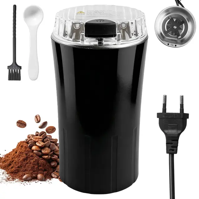 Moulin à Épices Électrique, Broyeur à Café 300 W, Lame et Chambre en Acier Inoxydable, pour Grains de Café, Épices et Herbes
