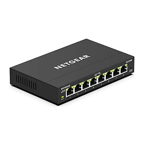 NETGEAR (GS308EV4) Switch Ethernet 8 Ports RJ45 Métal Gigabit(10/100/1000),Switch RJ45 Web Manageable Serie Plus, Plug-and-Play, Silencieux sans Ventilateur , positionnement sur Un Bureau ou au Mur