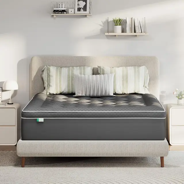 Novilla Surmatelas 140x190 cm, Rafraîchissant et Respirant 3D Forme Couvre Matelas en Microfibre avec 30cm Poche Extra Profonde, Gris Foncé
