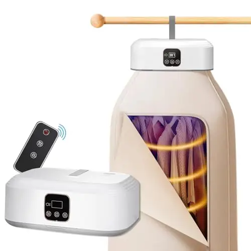 Sèche-linge électrique portable, séchoir à air chaud, avec minuterie stérilisation UV, Armoire à air chaud pour appartement, Convient pour les vêtements, sous-vêtements, vêtements de bébé