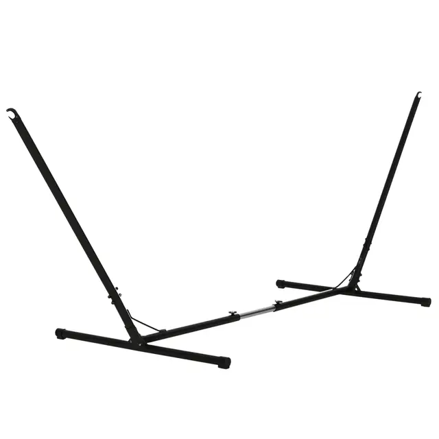 Outsunny Support Pied de hamac réglable Structure Robuste métal époxy Noir dim. 3,08-3,80L x 1,09l x 1,16H m