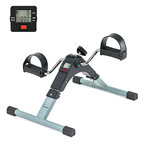 Mini Vélo d'Appartement, Pédalier Pliable por Jambes et Bras, Résistance Réglable avec Ecran LCD, Seniors