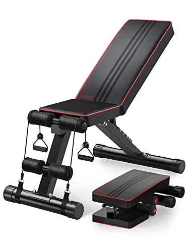 YOLEO Banc de musculation Réglable pour Salle de Sport à Domicile, Certifié ENISO pour une Charge Maximale de 375 kg, Pré-assemblé à 98%, Banc Musculation Pliable avec 84 Positions