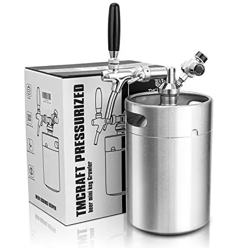 TMCRAFT Mini fût 5L (170 oz) - Système de pression acier inoxydable avec robinet réglable - Boissons brasserie domestique, bières artisanales