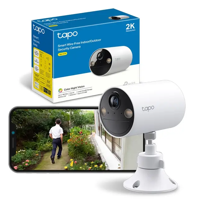 Tapo C410 2K(3MP) Caméra de Surveillance WiFi Extérieure sans Fil Solaire, Autonomie permanente de la Batterie, Personne Détection, Vision Nocturne en Couleur, IP65 Etanche, Aucune hub requis