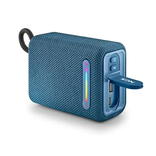 NGS Roller Furia 1 Blue - Haut-Parleur Bluetooth Portable avec lumières RGB, IPX6 résistant à l’Eau, 15 W, TWS, Port USB, 9 Heures de Batterie, Bleu