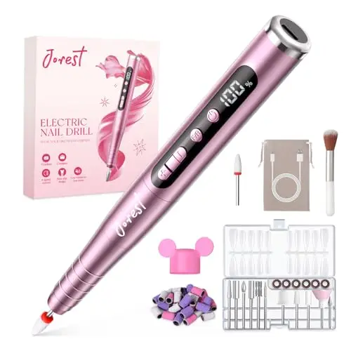 JOREST Lime a Ongle Electrique, Ponceuse pour Ongles Sans Fil 13 en 1, Ponceuse Pieds Pédicure Professionnel, 35000 tr/min, 6 Vitesses Réglables, Convient Aux Débutants, Portable et Rechargeable