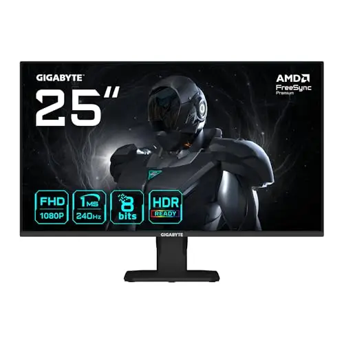 GIGABYTE GS25F2A Moniteur Gaming 25" FHD - 1920 x 1080, 240Hz, 1ms, 300 CD/m², Display HDR 10, HDMI 2.0, DisplayPort 1.4