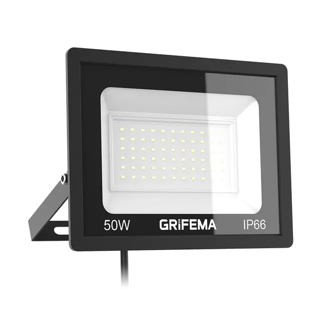 GRIFEMA Projecteur LED Extérieur 50W, 5500LM, 6500K Blanc Froid, IP66 Étanche, Économie d'Énergie, Installation Flexible pour Jardin, Terrasse et Sécurité, Sans Prise