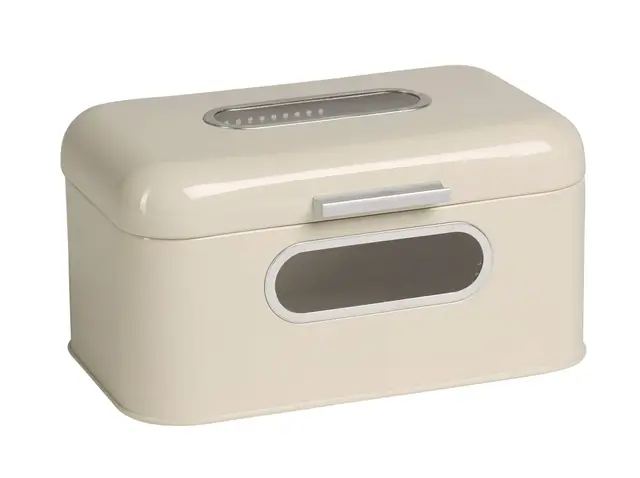 ECHTWERK boîte à pain rétro en métal avec fenêtre, boîte à pain peu encombrante, boîte à pain avec couvercle, boîte à pain, crème
