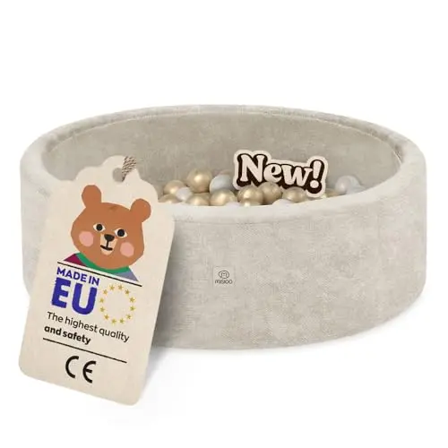 MISIOO Piscine à balles pour bébé - 90 x 30 cm - Avec 200 balles de 6 cm de diamètre - Ronde - Mousse souple - Housse amovible et lavable - Piscine de jeu d'intérieur pour tout-petits