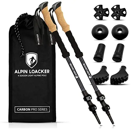 ALPIN LOACKER Bâton de Marche Télescopique Retractable & Accessoires I Nordique Walking Poles I Trekking Ski I Randonnée I en Aluminium ou Carbone Ultraléger Unisex