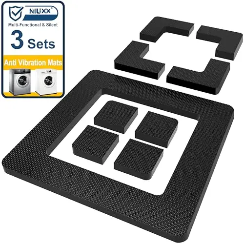 NIUXX 3 en 1 Patin Anti Vibration Lave Linge 2cm Épaisseur Tapis Anti-Vibration en EVA Socle Modulaire DIY sans Découpe Antidérapant et Stable Kit pour 3 Machines à Laver et Autres Appareils Ménagers