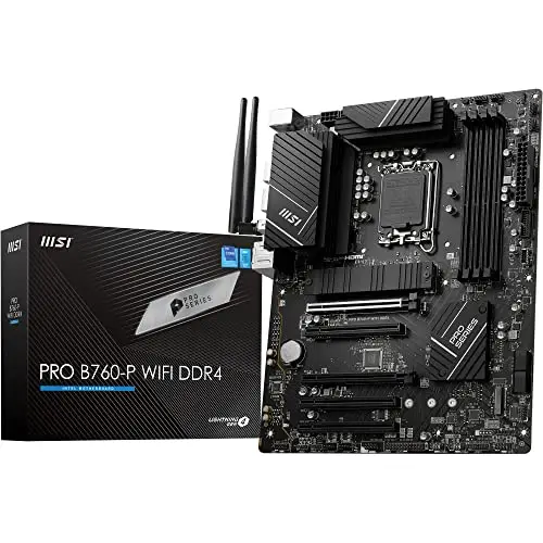 MSI Pro B760-P WiFi DDR4 Carte mère, ATX - pour Les processeurs Intel Core 14ème, 13ème et 12ème gén, LGA 1700 - DDR4 Memory Boost 5333+MHz/OC, Slot PCIe 4.0 x16, Slots M.2 Gen4, 2.5G LAN, Wi-FI 6E