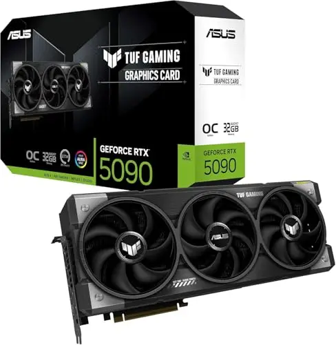 ASUS TUF Gaming GeForce RTX 5090 32GB GDDR7 OC Edition – Carte Graphique Gaming (PCIe 5.0, HDMI, Display 2.1, 3.6 Slot, Ventilateurs axiaux, Pad Thermique GPU, revêtement Protecteur PCB)