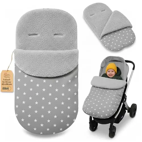 Chanceliere bebe poussette 90 x 45 cm - chancelière et couverture universelle ideal pour cybex auto sieges ideal pour pour les garçons et les filles Boucle Oeko-Tex Étoiles Et Gris