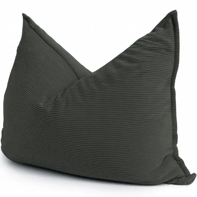 bananair Pouf Géant XXL d’Intérieur en Velours Côtelé 180x140 cm - Doux, Confortable, Déhoussable - Généreusement Rembourré, Détente Totale - Gros Pouf Lit pour Salon, Chambre Ado, Gamer (Gris Foncé)