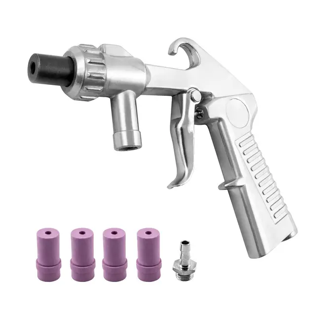 QWORK® Sandblaster Pistolet Sablage Pneumatique Kit, Kit de Pistolet à Sable avec 4 Buses en céramique