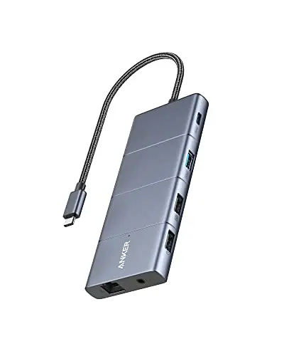 Anker 565 Hub USB-C 11 en 1 Docking Station avec Ports de données USB-C et USB-A 10 Gbps HDMI 4K DisplayPort, 100 W PD, 2 données USB 2.0, Ethernet, AUX, microSD & SD, pour MacBook Pro et Plus