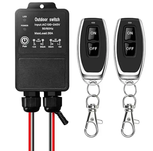 DieseRC Télécommande sans fil étanche interrupteur radio AC 240V 220V récepteur relais 30A pour emplacement humide zone de cour extérieure pompe à eau légère irrigation de ferme toit garage entrepôt