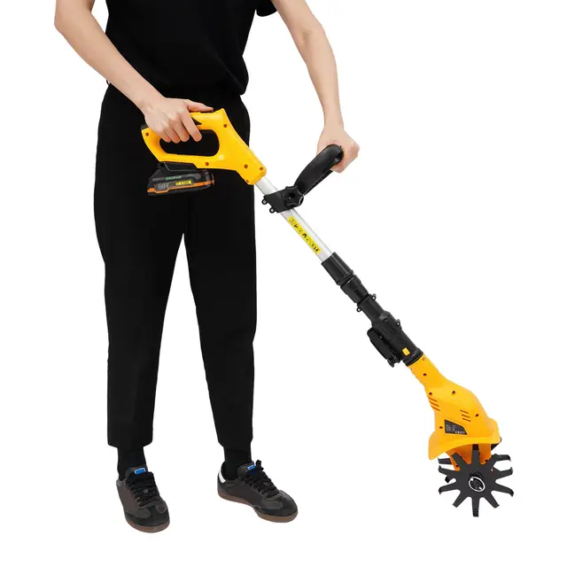 Motoculteur sans fil, motoculteur électrique 20 V avec manche réglable 97-117 cm, largeur de fraisage 10,5 cm, profondeur de fraisage 25 cm, 250 tr/min, pour l'agriculture Beet Acker