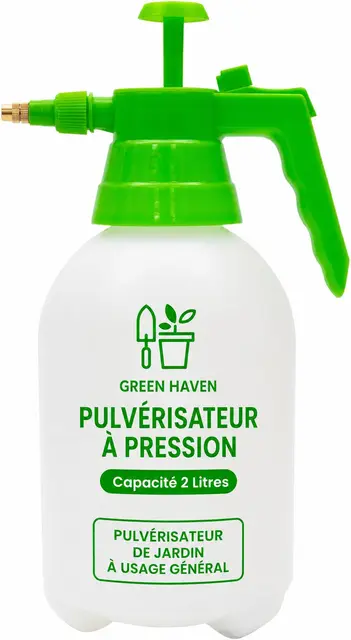 Green Haven Pulvérisateur à Pompe de 2 litres - Pulvérisateur à Pompe avec Sangle de Transport réglable - Pulvérisateur Haute Pression pour désherbant, pesticides, fongicides et Nettoyage