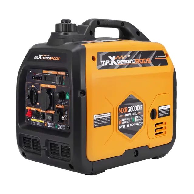 maXpeedingrods Groupe Electrogene Silencieux GPL et Essence 3500W Inverter Générateur Portable avec Prises USB et 230V avec Affichage Numérique pour Camping Car Caravanes Jardin