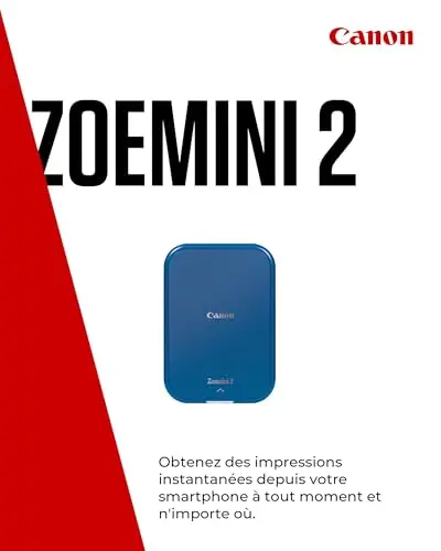 Canon Zoemini 2 Imprimante Photo Portable - Mini Imprimante Portable - Mini Imprimante Photo - Compacte et sans Fil - Bluetooth 5.0 et Charge Rapide Type-C - Imprimante de Voyage, Bleu Marin