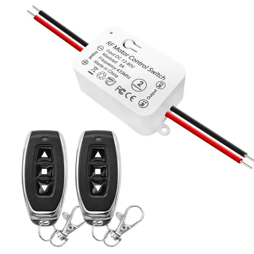 DieseRC Interrupteur de Télécommande de Moteur CC sans fil Contrôleur de Récepteur Relais CC 12V 80V 5A avec 2 émetteurs Moteur de commande radio avancer et reculer