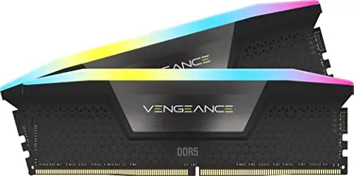 CORSAIR Vengeance RGB DDR5 RAM 32Go (2x16Go) Jusqu'à 6000MHz CL36 Intel XMP 3.0 Mémoire pour Ordinateur de Bureau - Noir (CMH32GX5M2E6000C36)